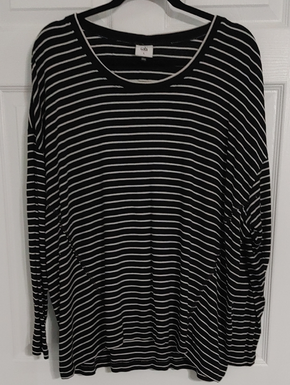 CAbi Black & White Striped Long sleeve Top Very Oversized Supersoft Lightweight